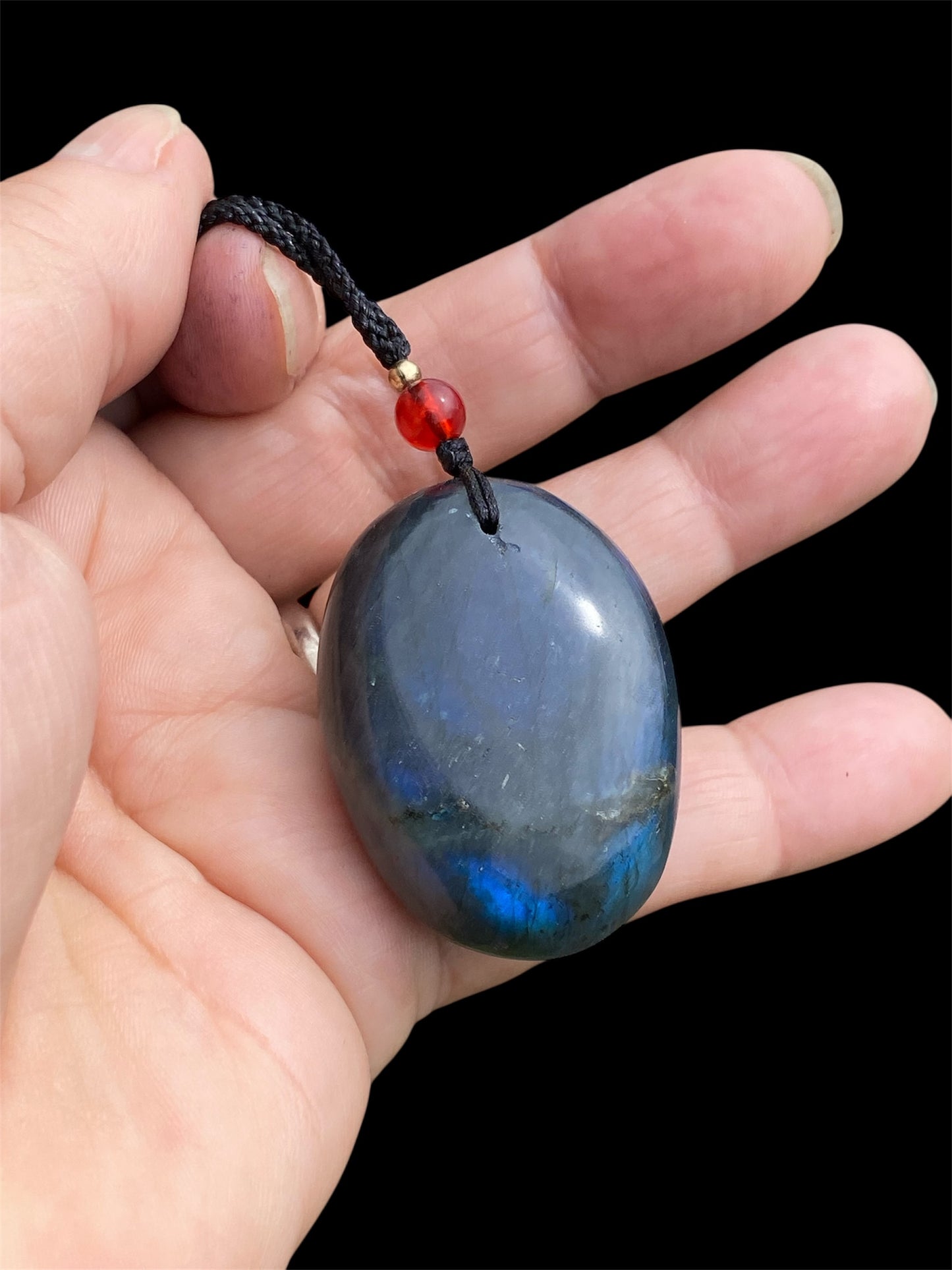 Labradorite Pendant Necklace – Natural Blue Flash Gemstone | Adjustable Cord | Healing Crystal Jewellery