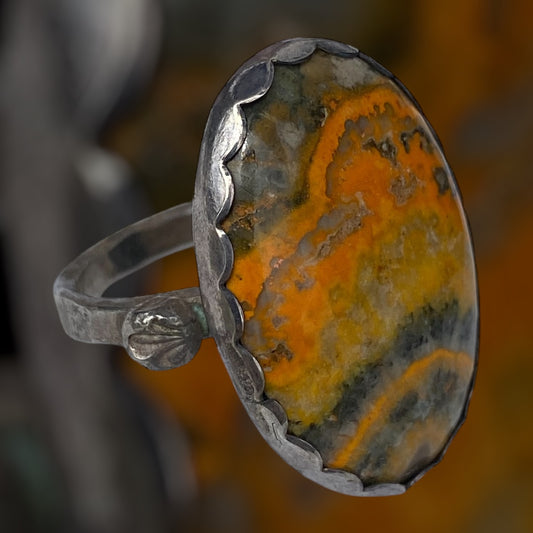 Handmade Bubblebee Jasper Ring