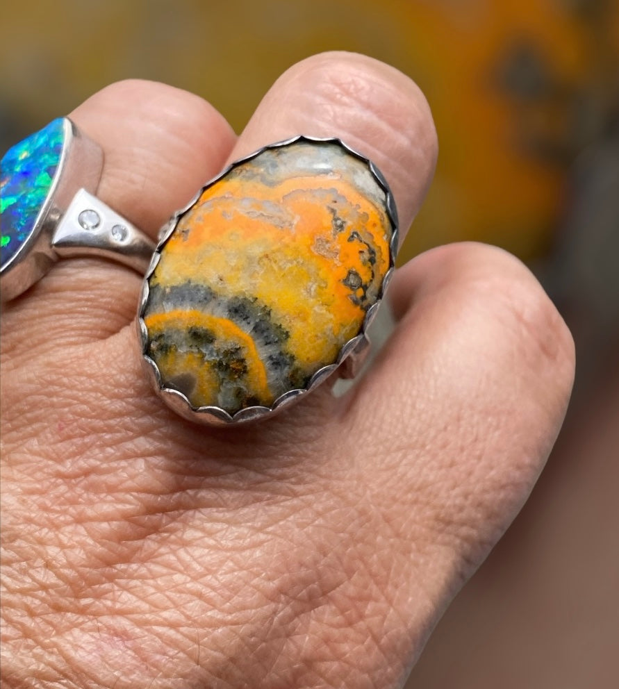 Handmade Bubblebee Jasper Ring