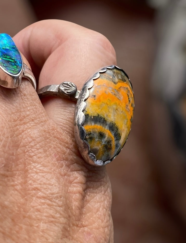 Handmade Bubblebee Jasper Ring