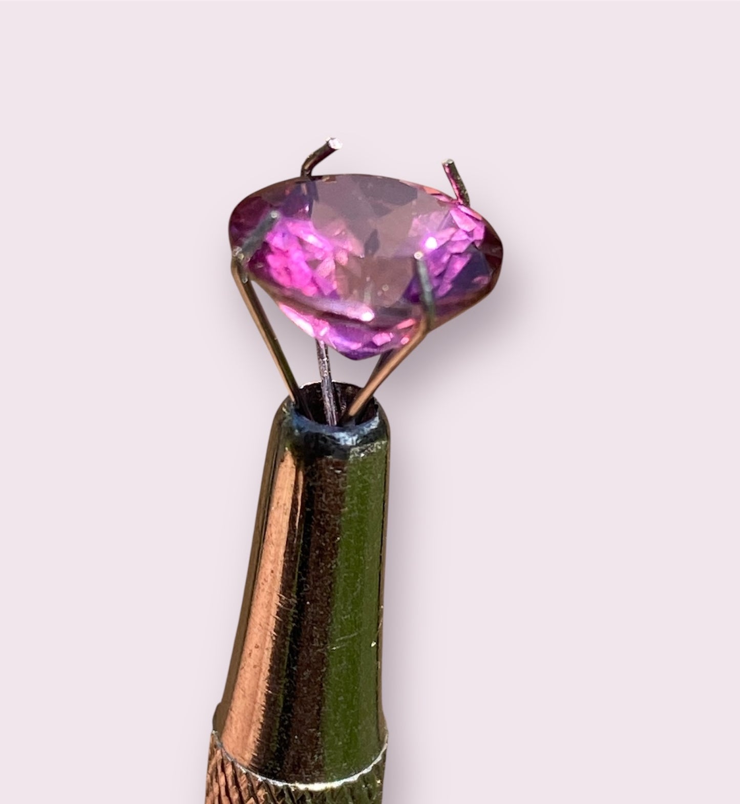 Handmade Ammonite and Pink Topaz Pendant