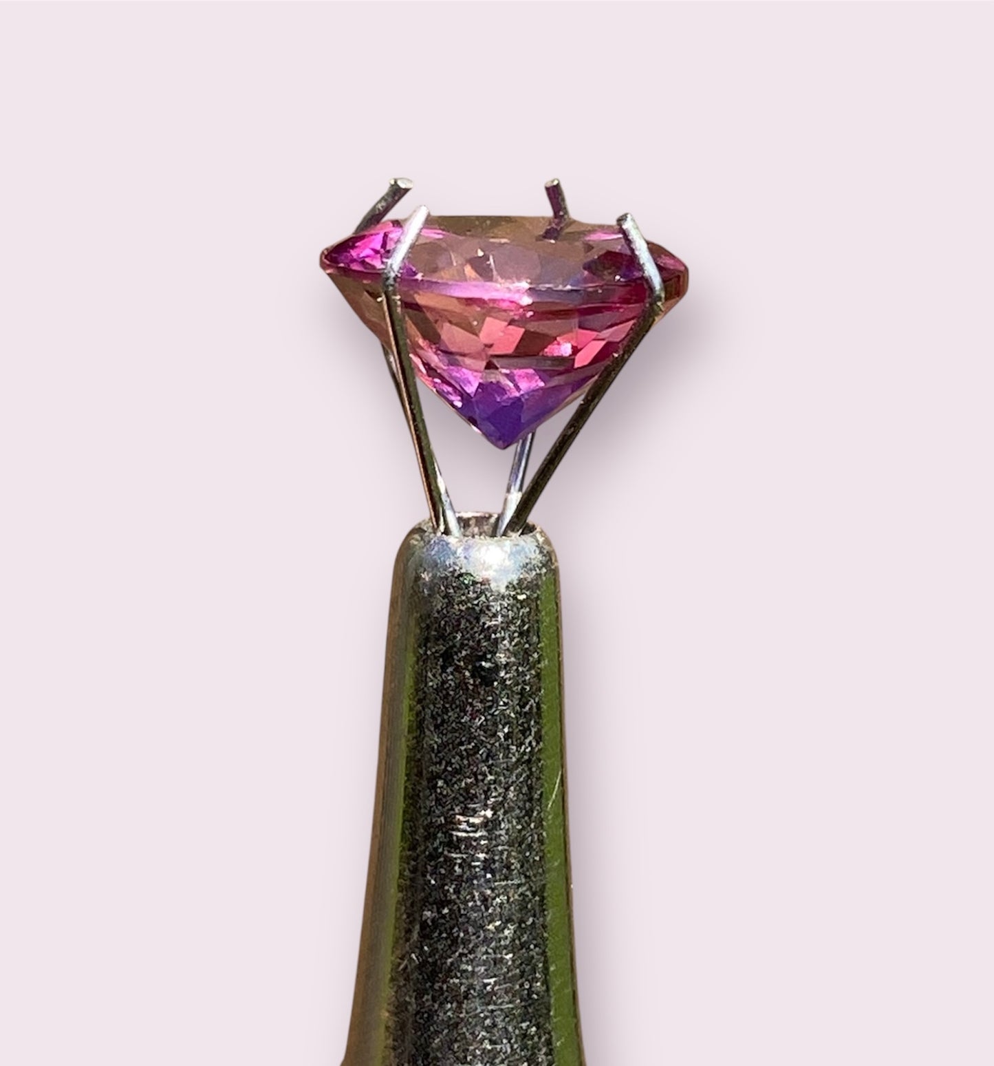 Handmade Ammonite and Pink Topaz Pendant