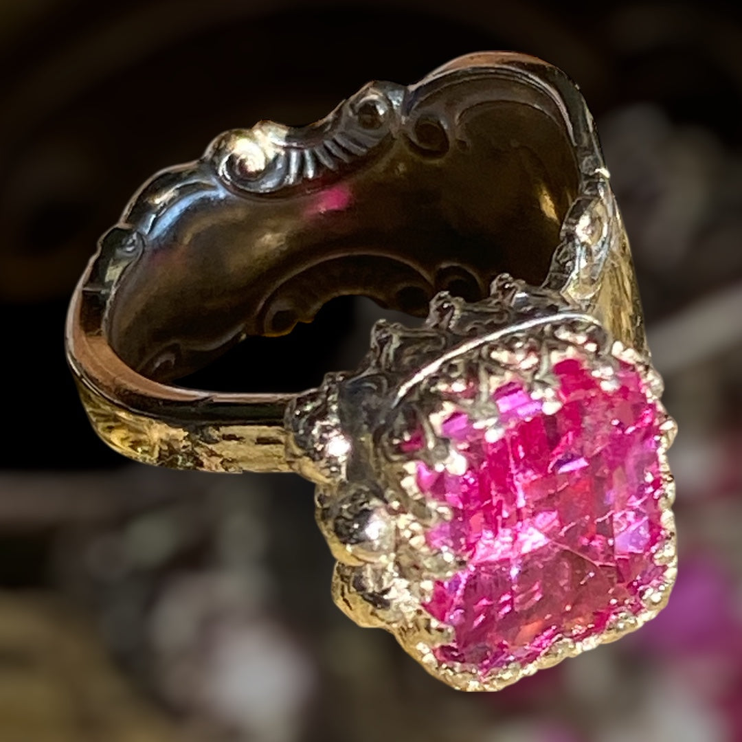 Handmade Adjustable Pink Topaz Ring