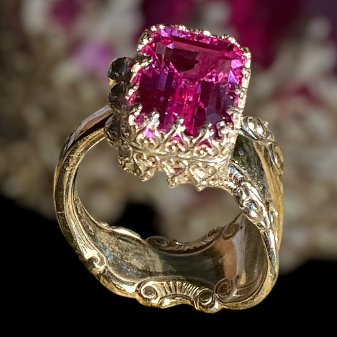 Handmade Adjustable Pink Topaz Ring