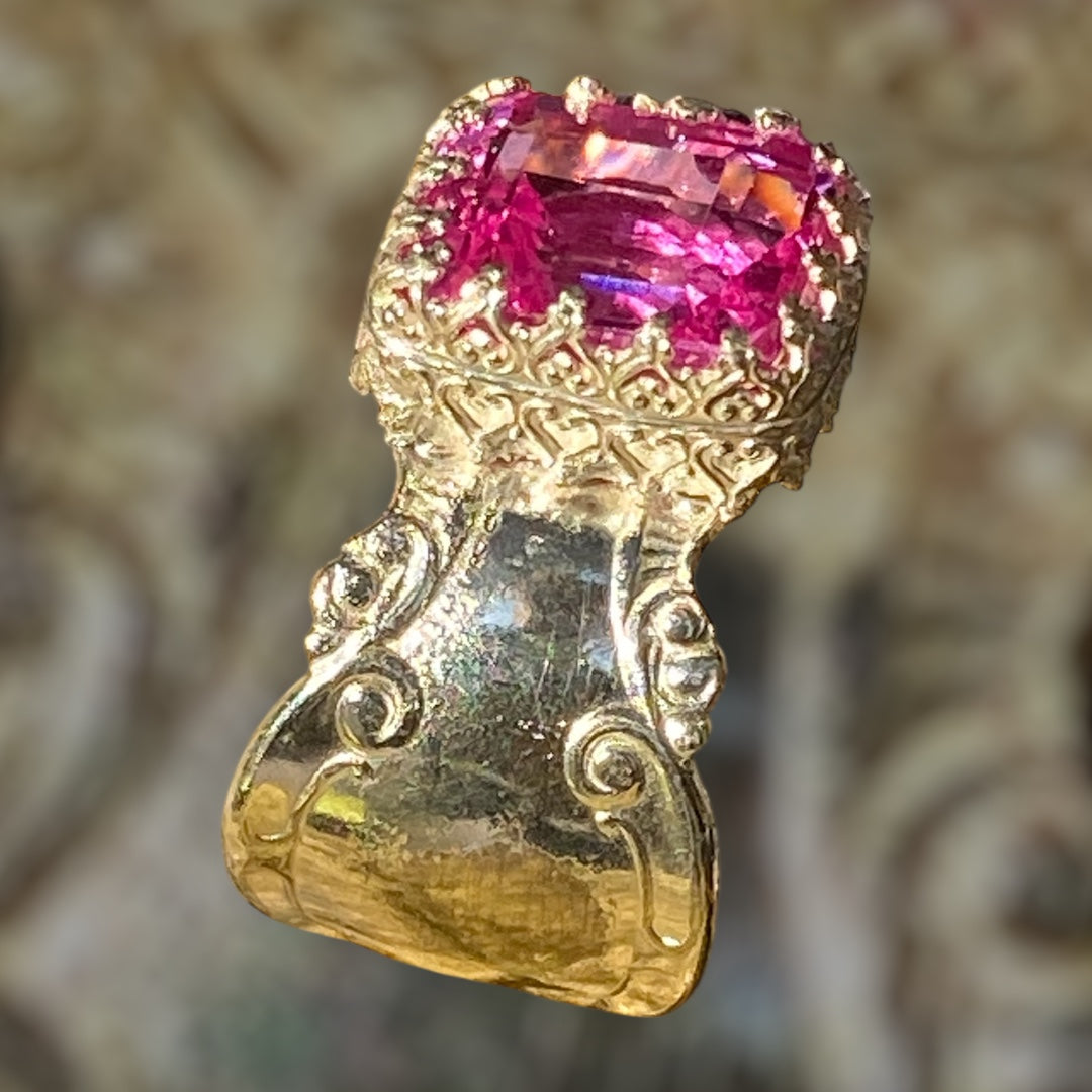 Handmade Adjustable Pink Topaz Ring