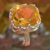 Handmade Cocktail Citrine Silver Ring