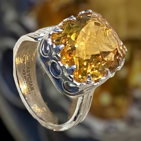 Handmade Cocktail Citrine Silver Ring