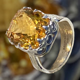 Handmade Cocktail Citrine Silver Ring