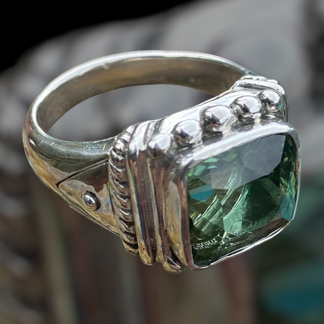 Handmade Green Tourmaline Silver Ring
