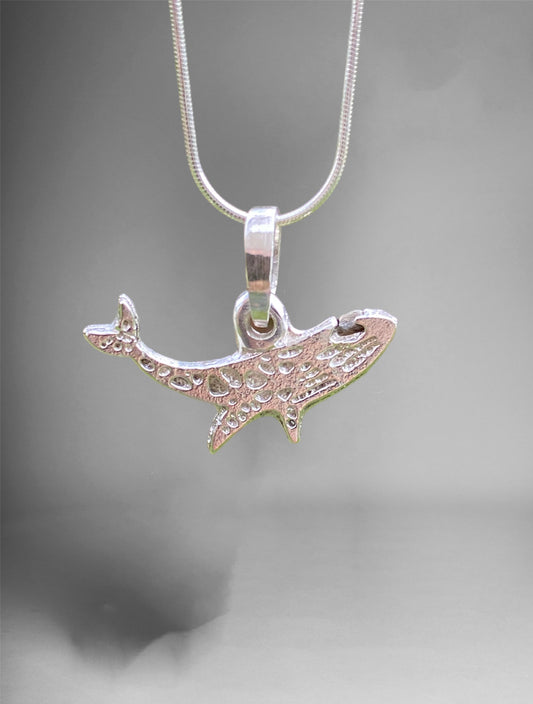 Unique Handcrafted Sand Cast Whale Pendant with Raw Queensland Sapphire Eye