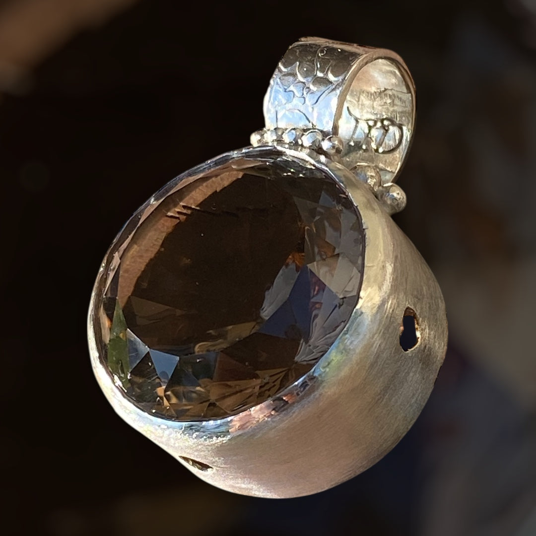 Hand Handmade Smoky Quartz Pendant – Large Statement Gemstone Necklace