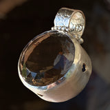 Handmade Smoky Quartz Satin Finish Silver Pendant