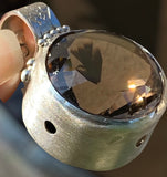 Handmade Smoky Quartz Satin Finish Silver Pendant