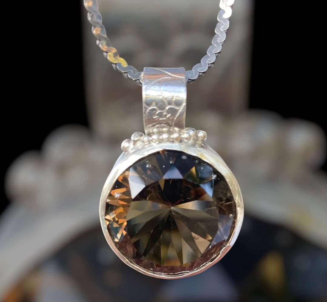 Hand Handmade Smoky Quartz Pendant – Large Statement Gemstone Necklace