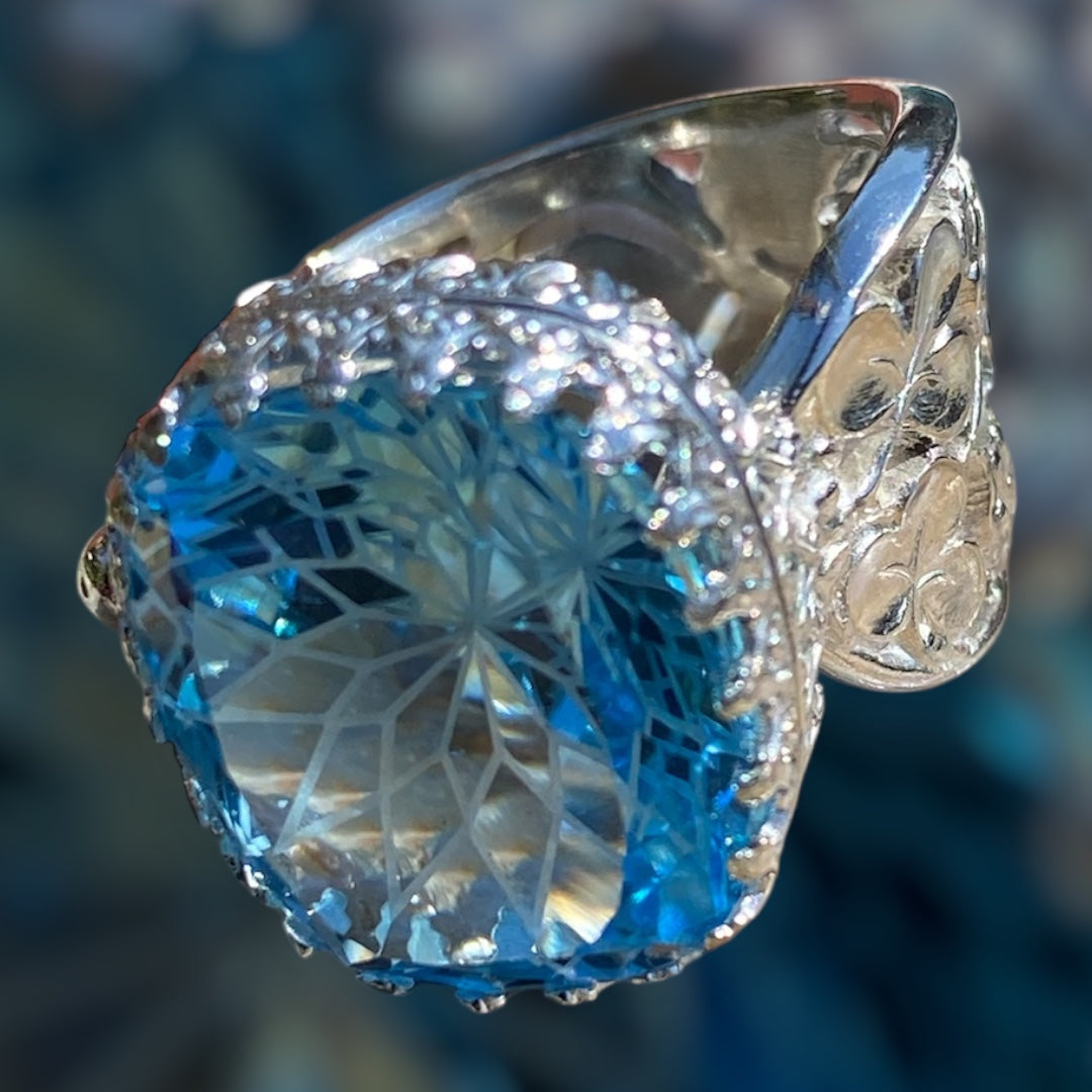 Handmade Blue Topaz Cocktail Ring