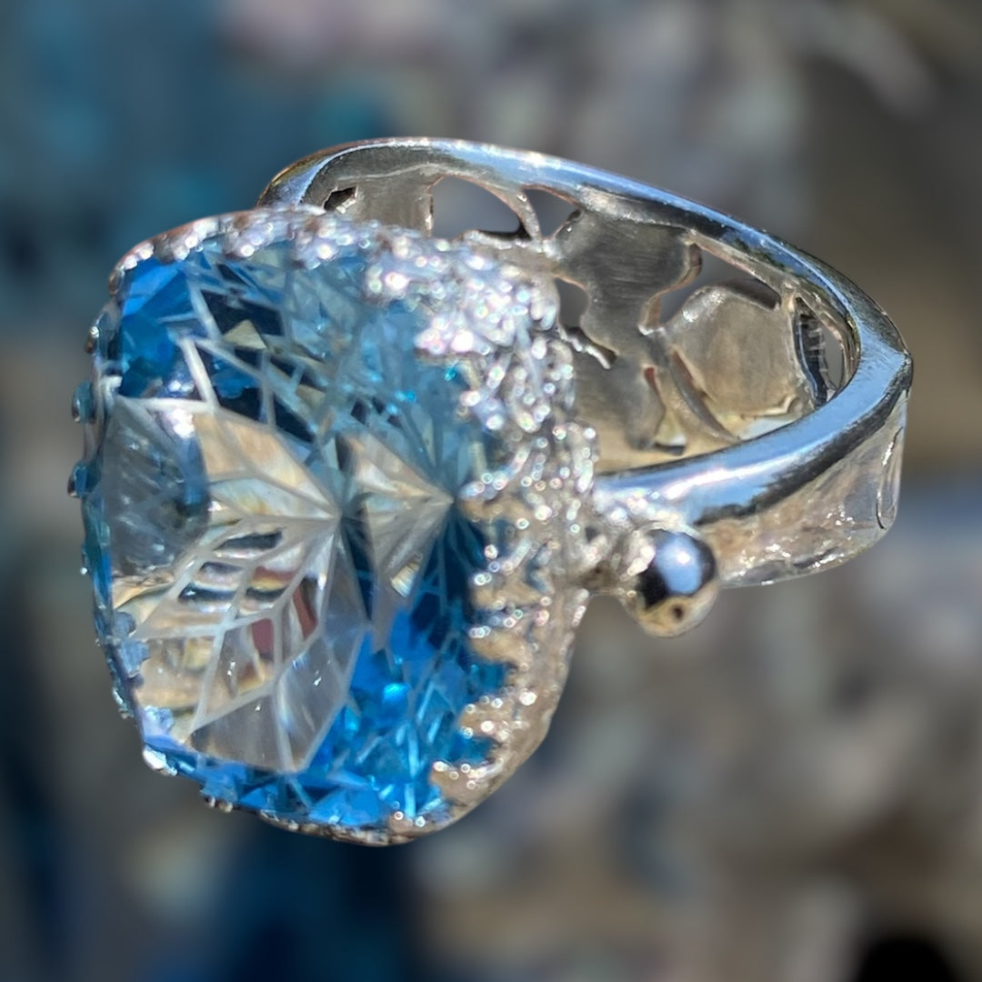Handmade Blue Topaz Cocktail Ring