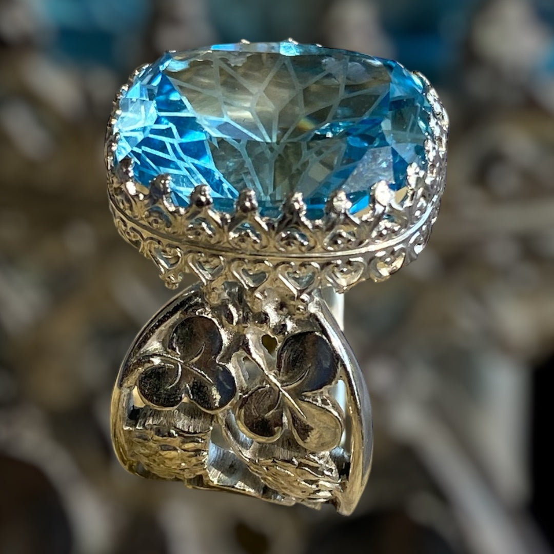 Handmade Blue Topaz Cocktail Ring