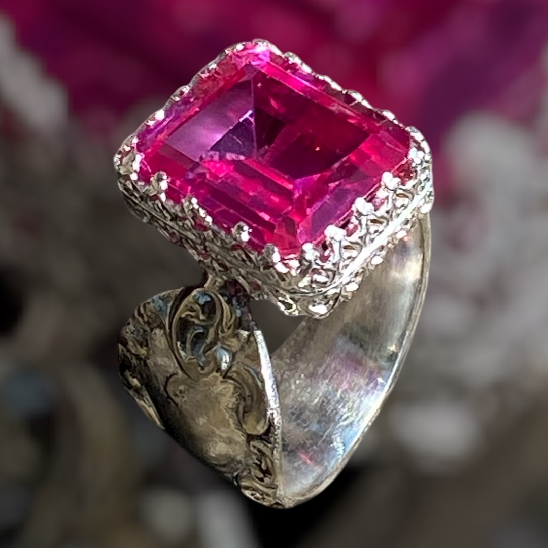 Handmade Pink Topaz Silver Ring sold