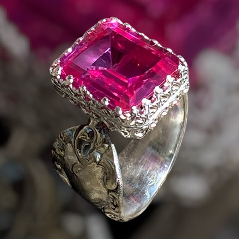Handmade Pink Topaz Silver Ring