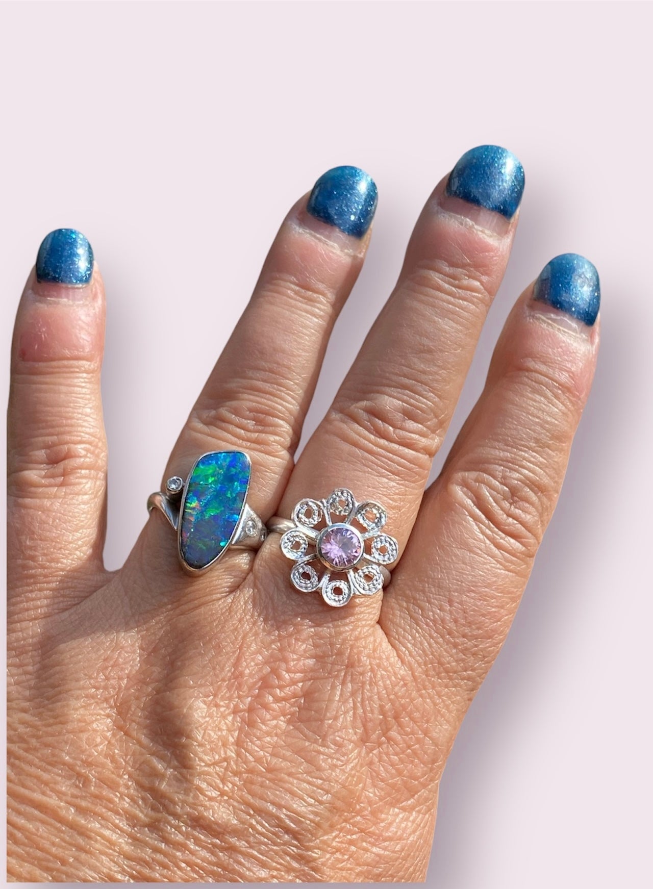 Handmade Pink Zircon Daisy Ring sold