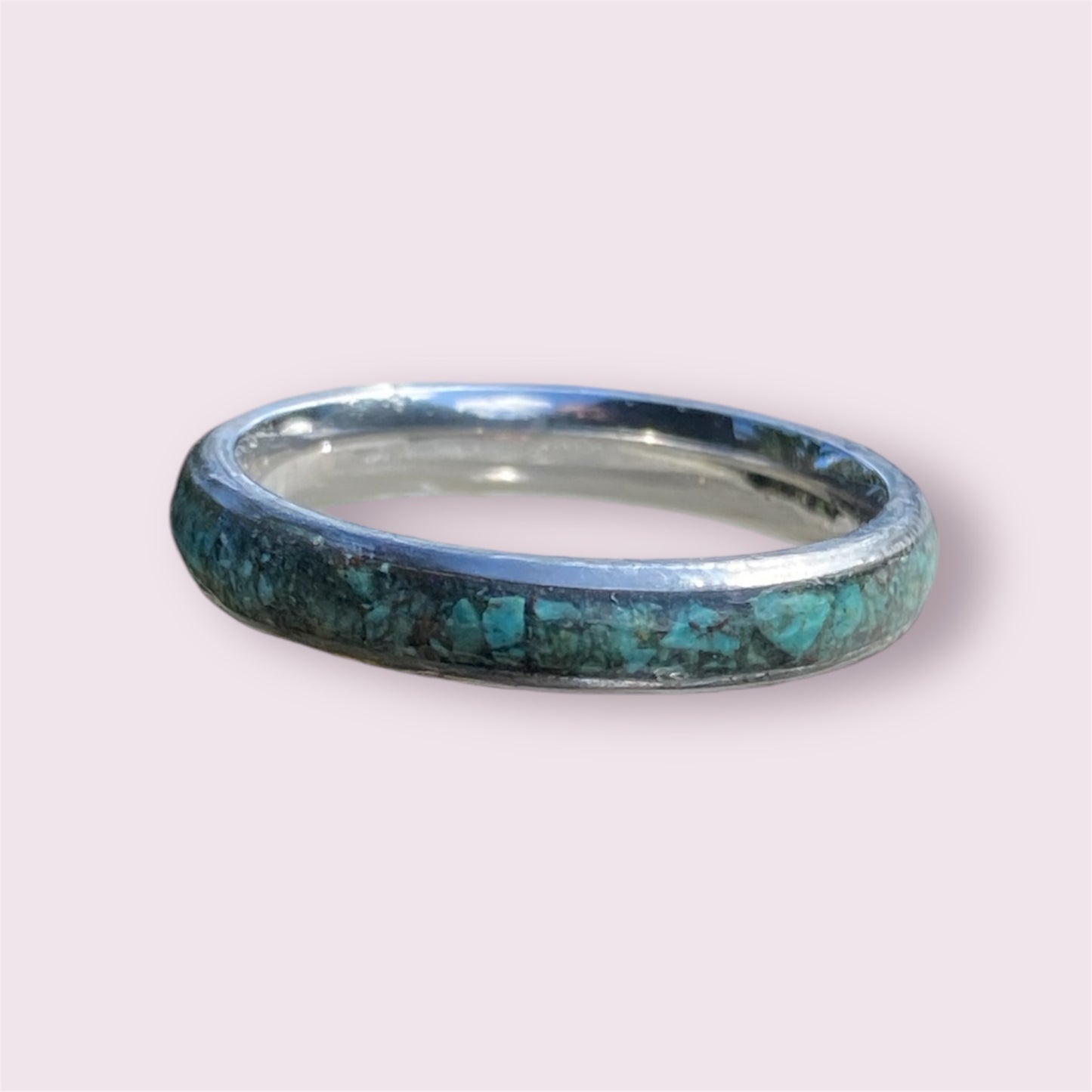 Handmade Turquoise Inlay Stainless Steel Ring