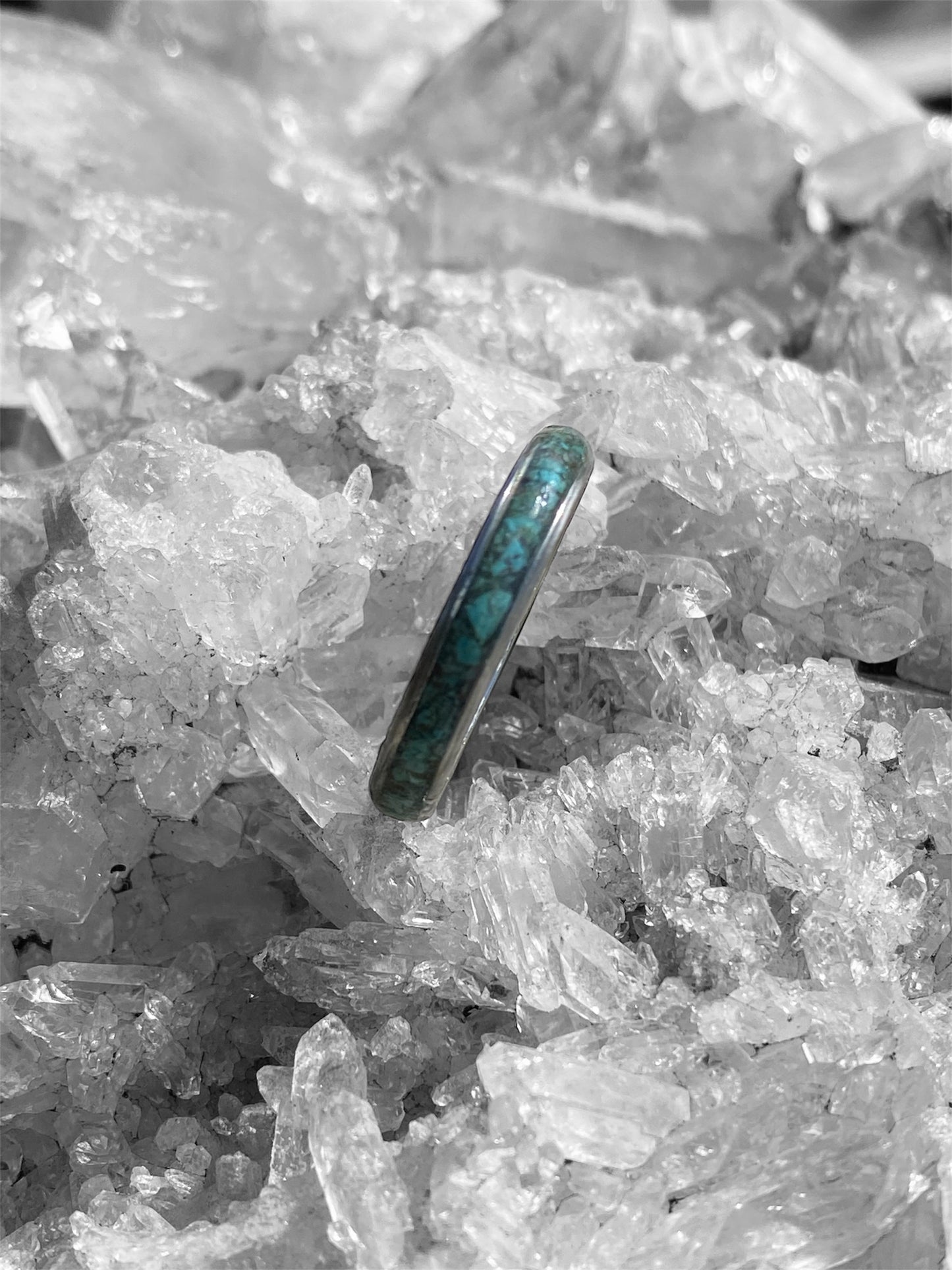 Handmade Turquoise Inlay Stainless Steel Ring