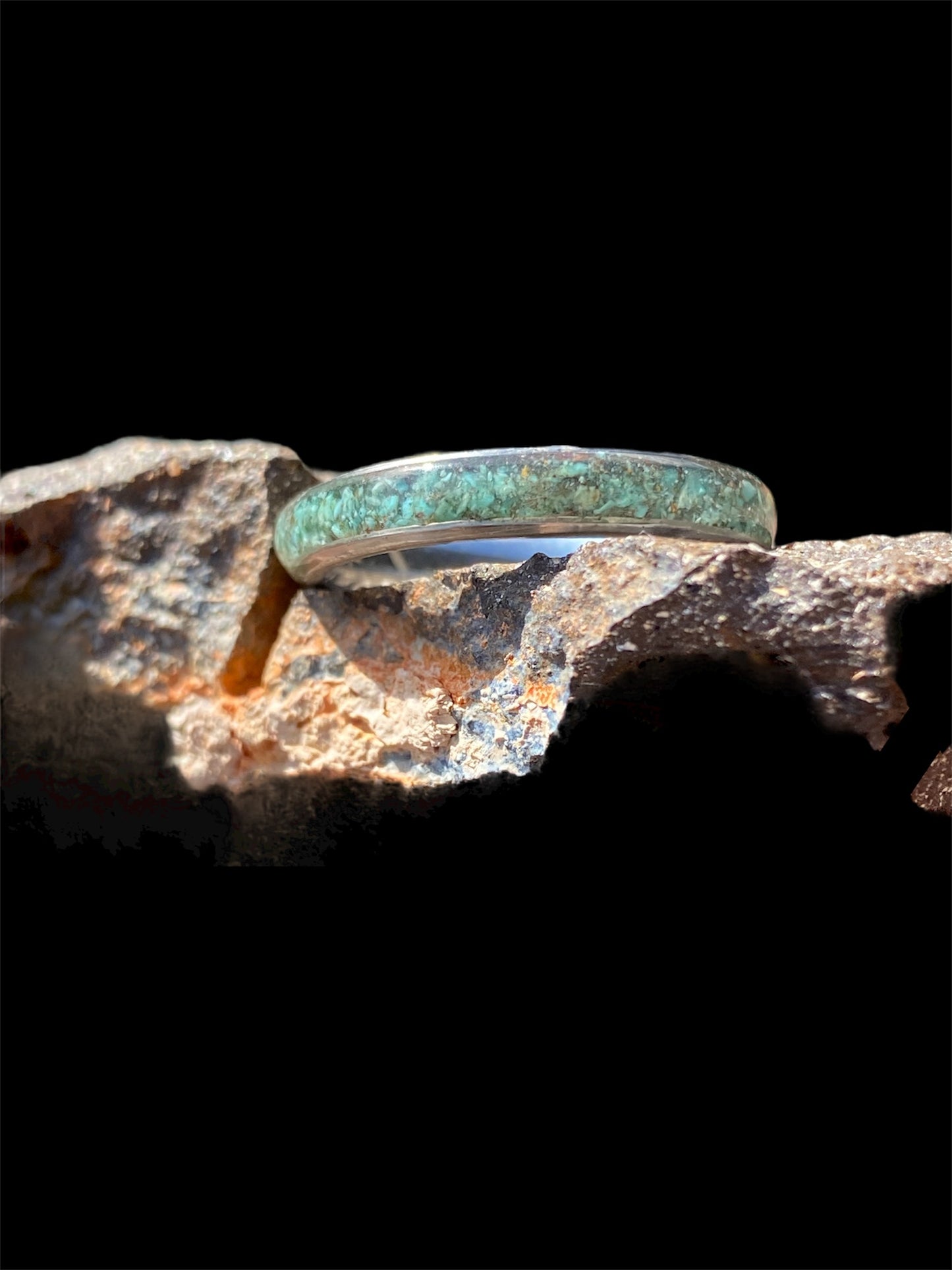 Handmade Turquoise Inlay Stainless Steel Ring