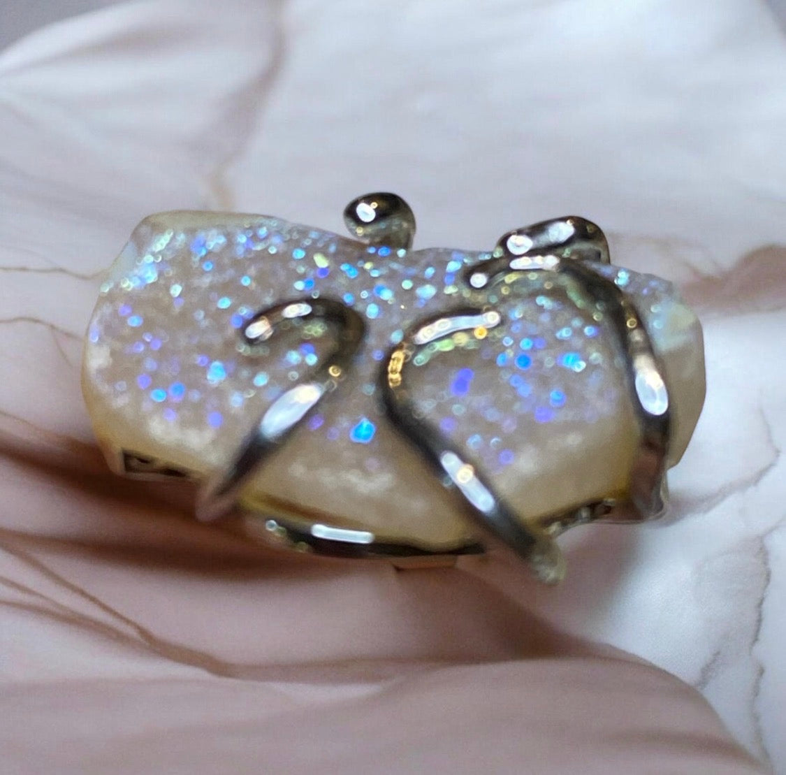 Iridescent Druzy Quartz Sterling Silver Pendant