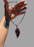 Copper Wire Wrapped Sodalite Parrot Wing Pendant
