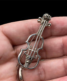 Antique Sterling Silver Violin Brooch