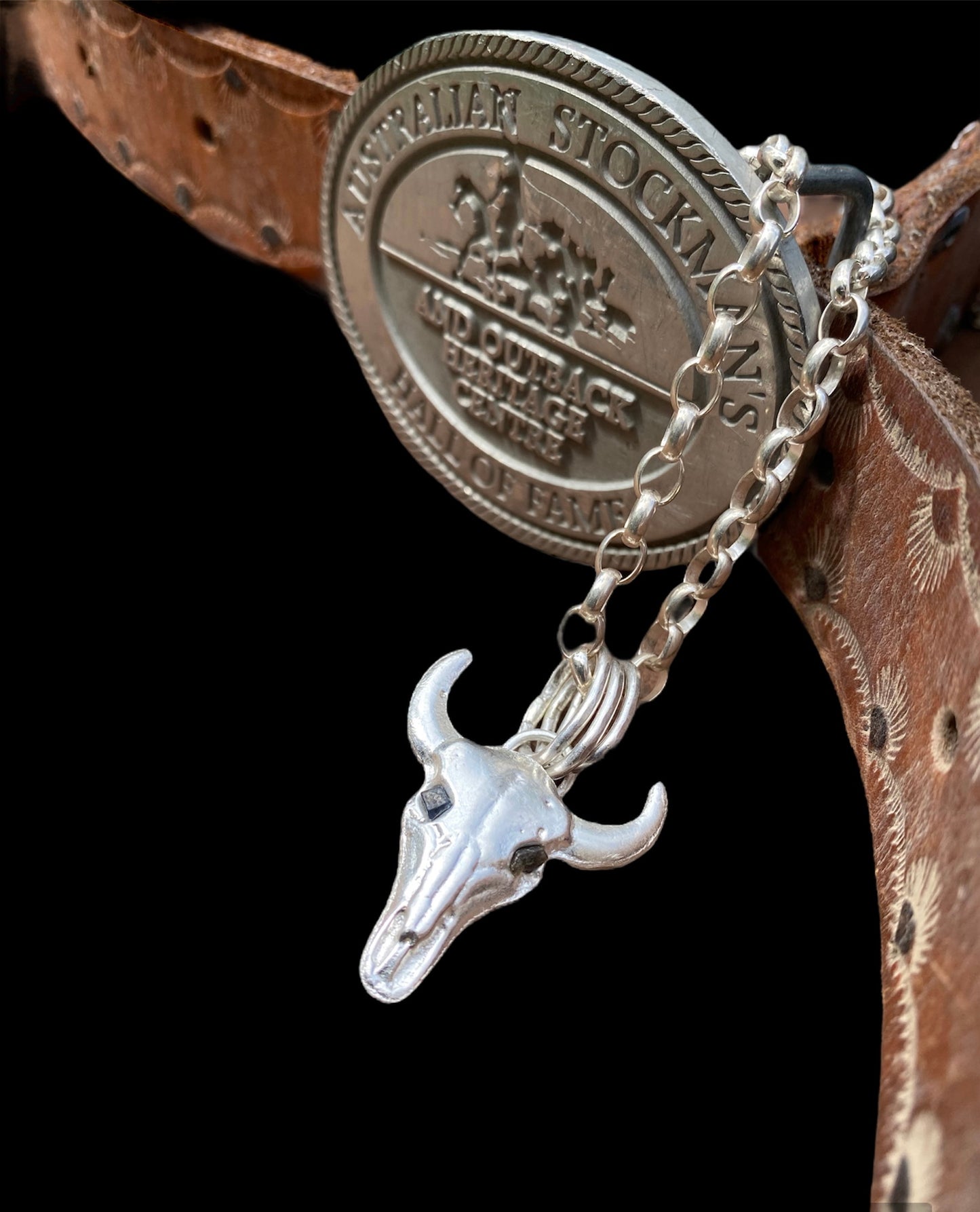 Sterling Silver Bull Skull Necklace, Silver Skull Buffalo, Longhorn skull Pendant sold
