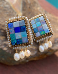 Vintage 14K Gold Opal and Pearl Earrings