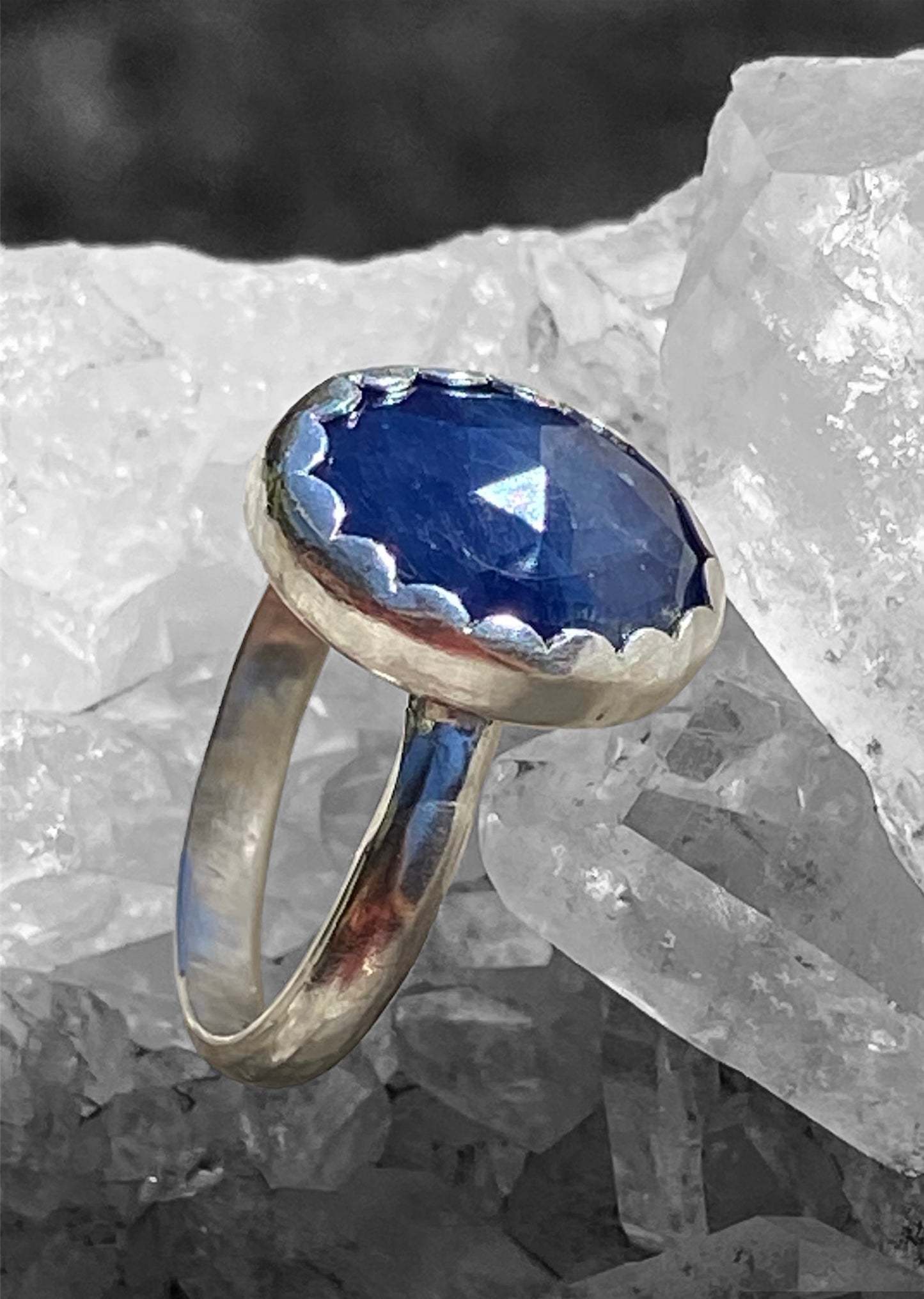 Handmade Rose Cut Sapphire Ring