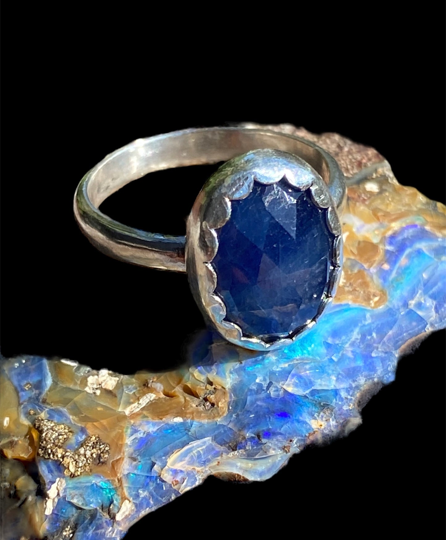 Handmade Rose Cut Sapphire Ring