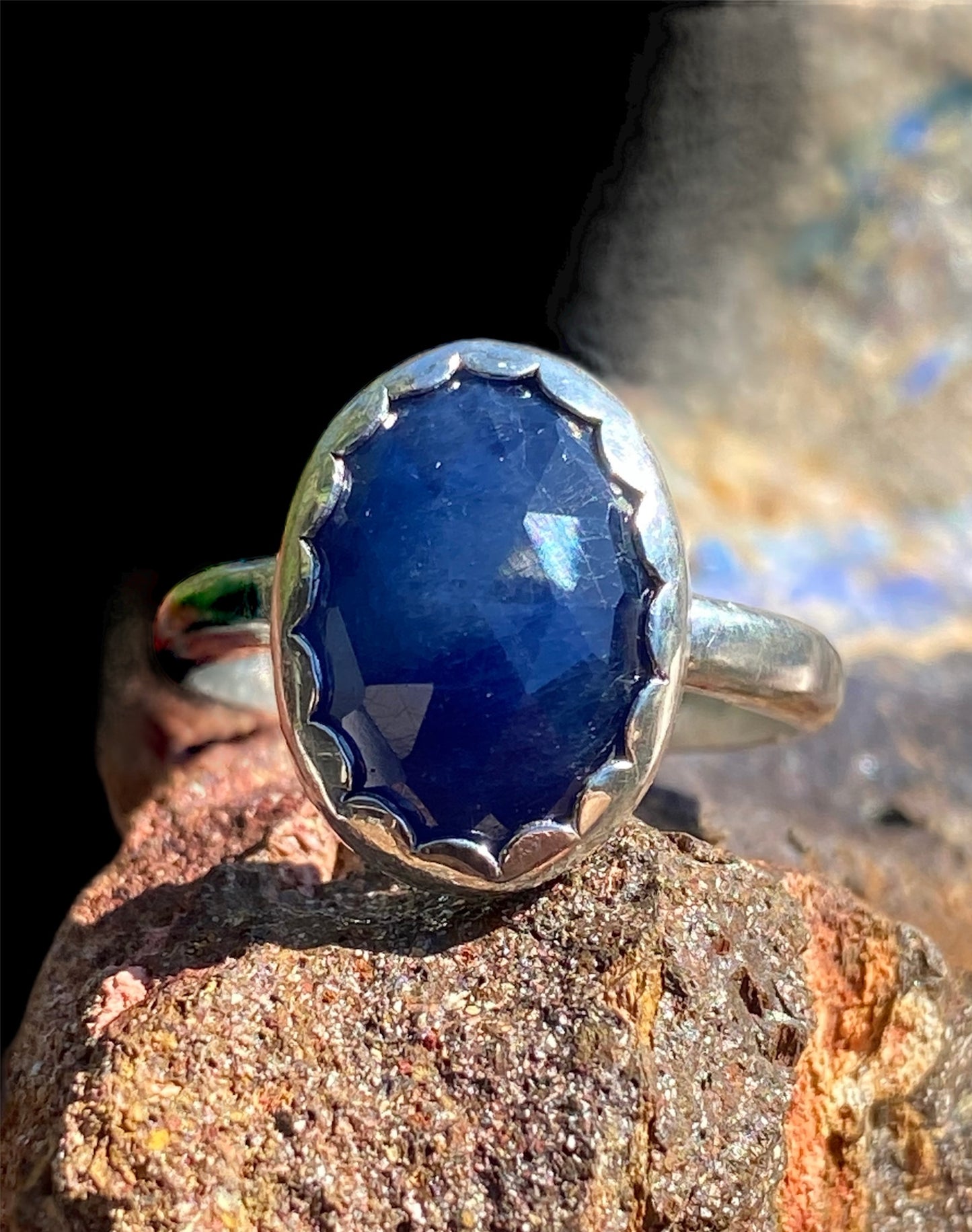 Handmade Rose Cut Sapphire Ring