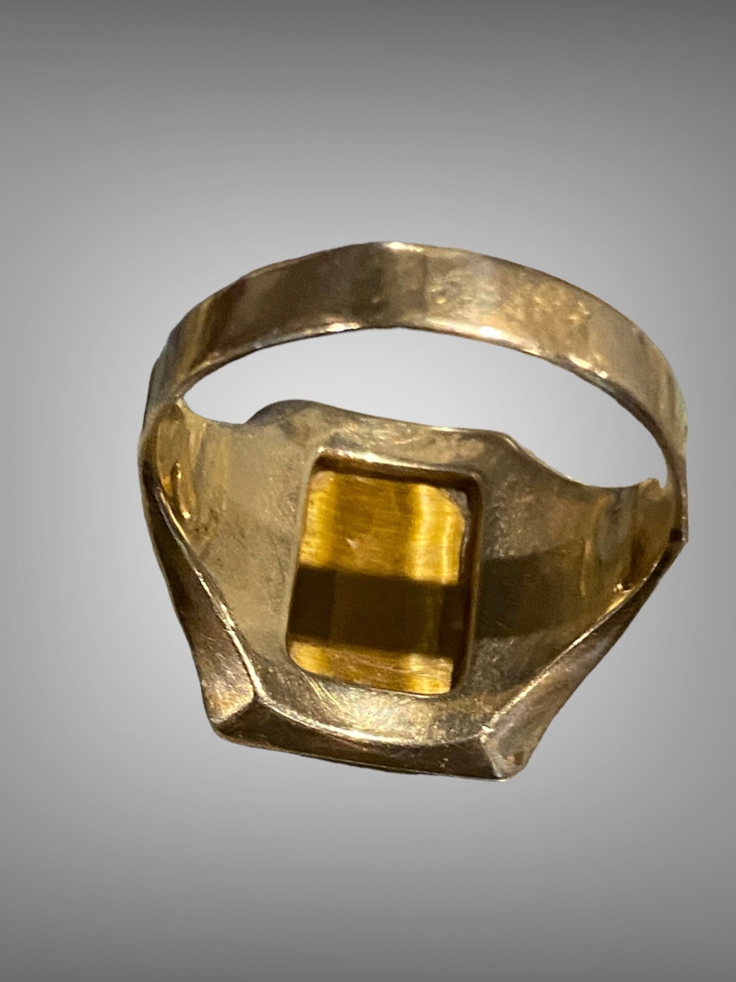 Vintage 10K Gold Tiger’s Eye Cameo Ring Napoleon & Josephine Size 10 Men’s Statement Ring