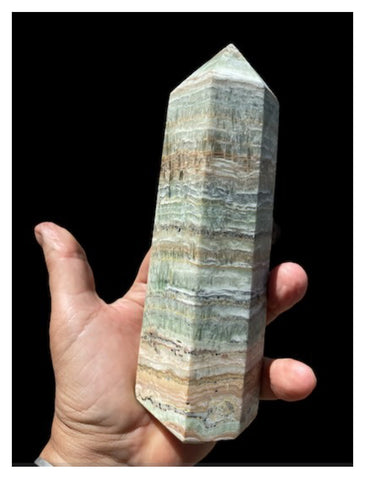 Caribbean Calcite Gemstone Obelisk Tower