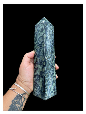 Natural Kambaba Gemstone Obelisk Tower