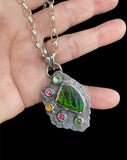 Handmade Ammolite and Tourmaline Necklace