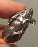Rare Antique 800 Silver Figural Rabbit Holding Corn Hat/Lapel Clip German c1890