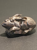 Rare Antique 800 Silver Figural Rabbit Holding Corn Hat/Lapel Clip German c1890