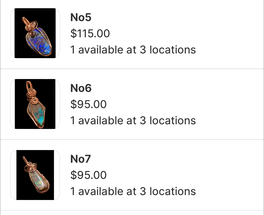 Handcrafted Copper Wrapped Qld Boulder Opal Pendants