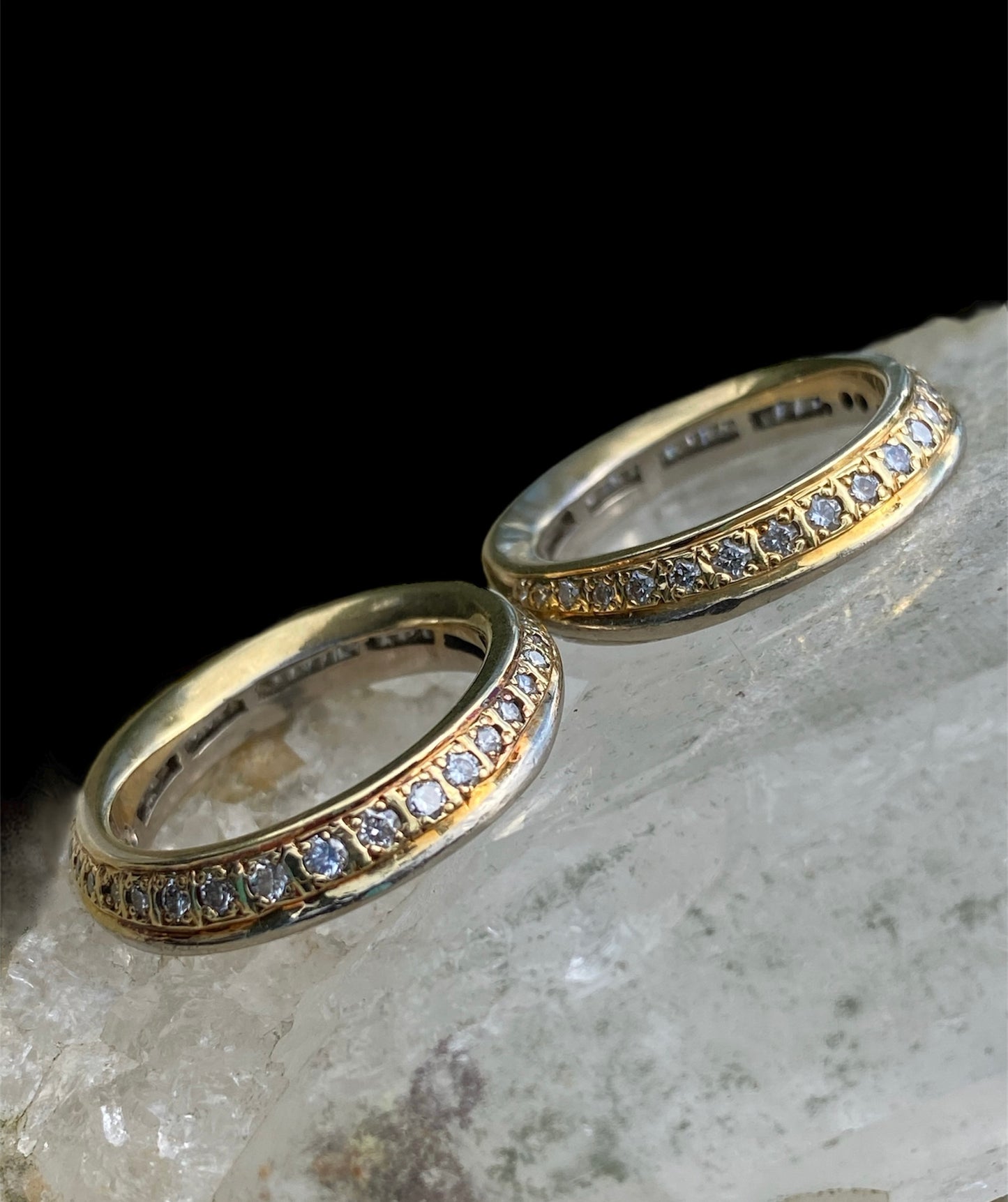 Two 18kt Yellow and White Gold Lady's Entwined Double Band Rings