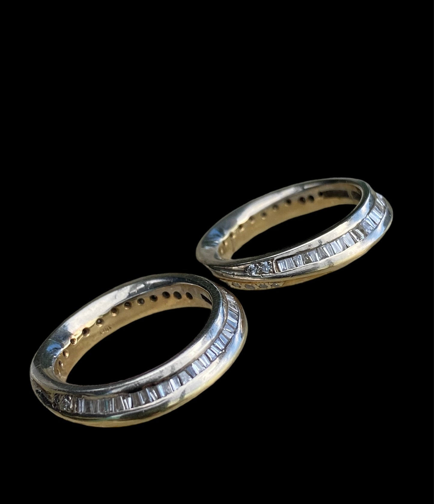 Two 18kt Yellow and White Gold Lady's Entwined Double Band Rings