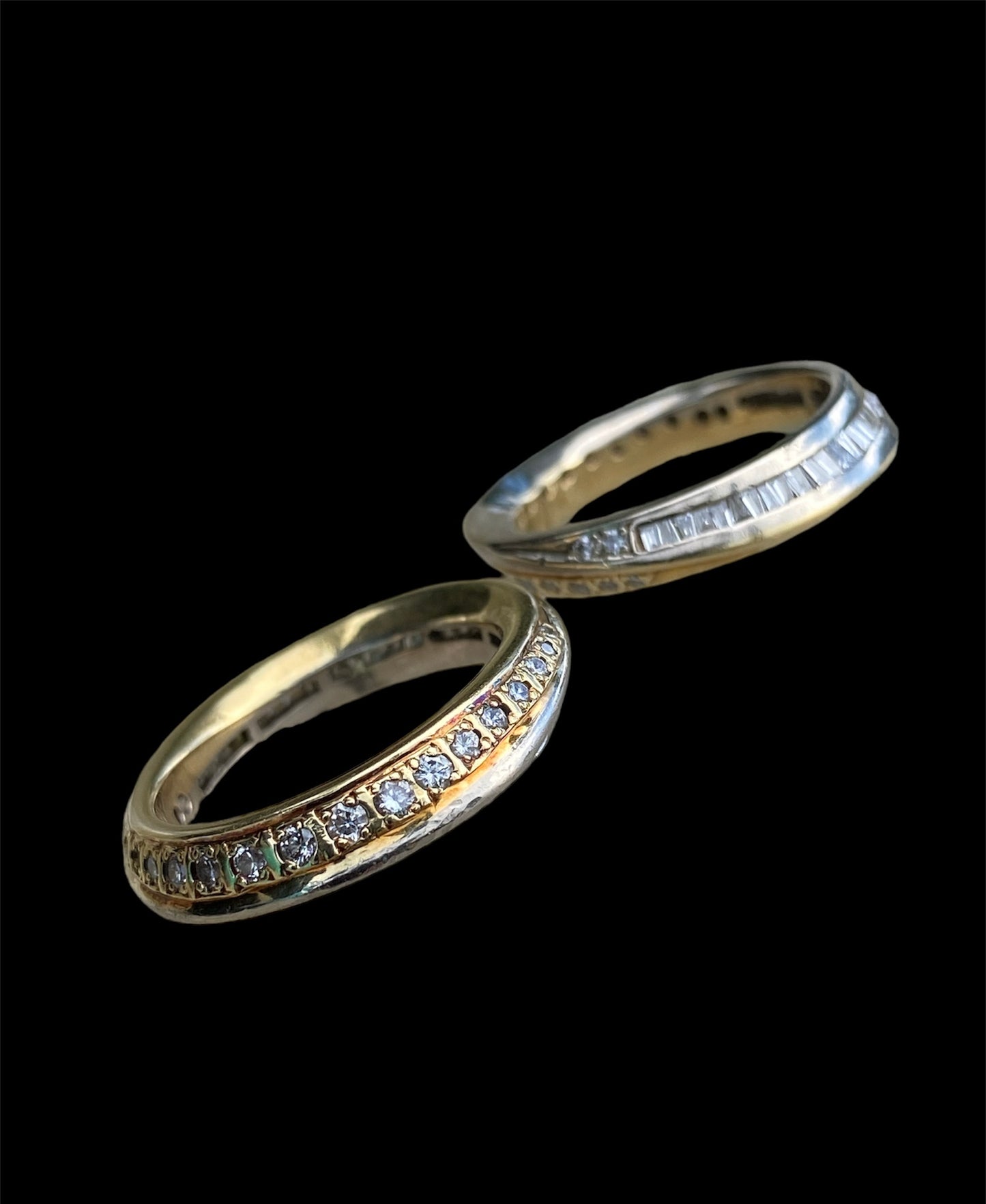 Two 18kt Yellow and White Gold Lady's Entwined Double Band Rings