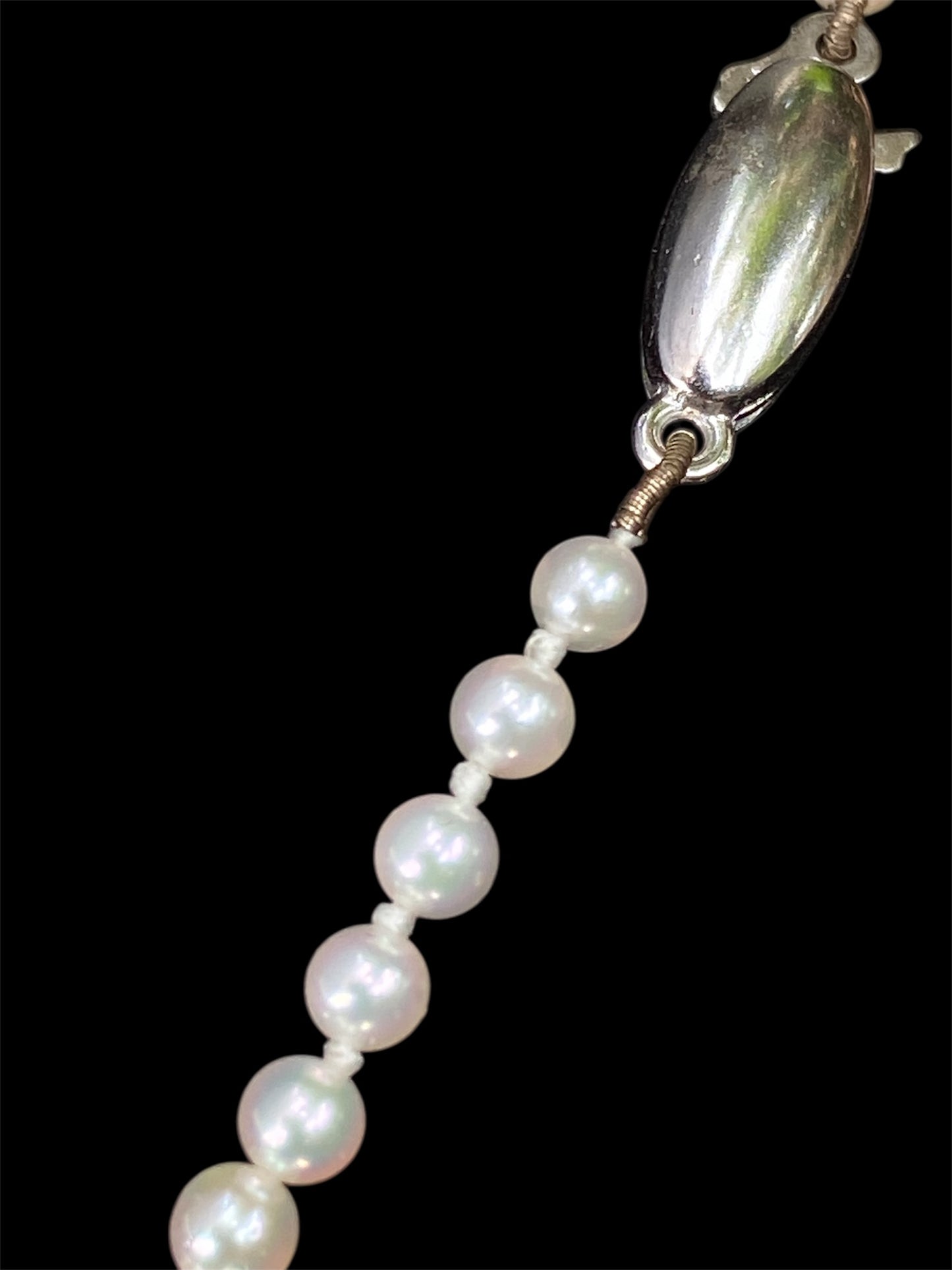 Vintage Seed Pearl Choker Necklace Sterling Silver Clasp