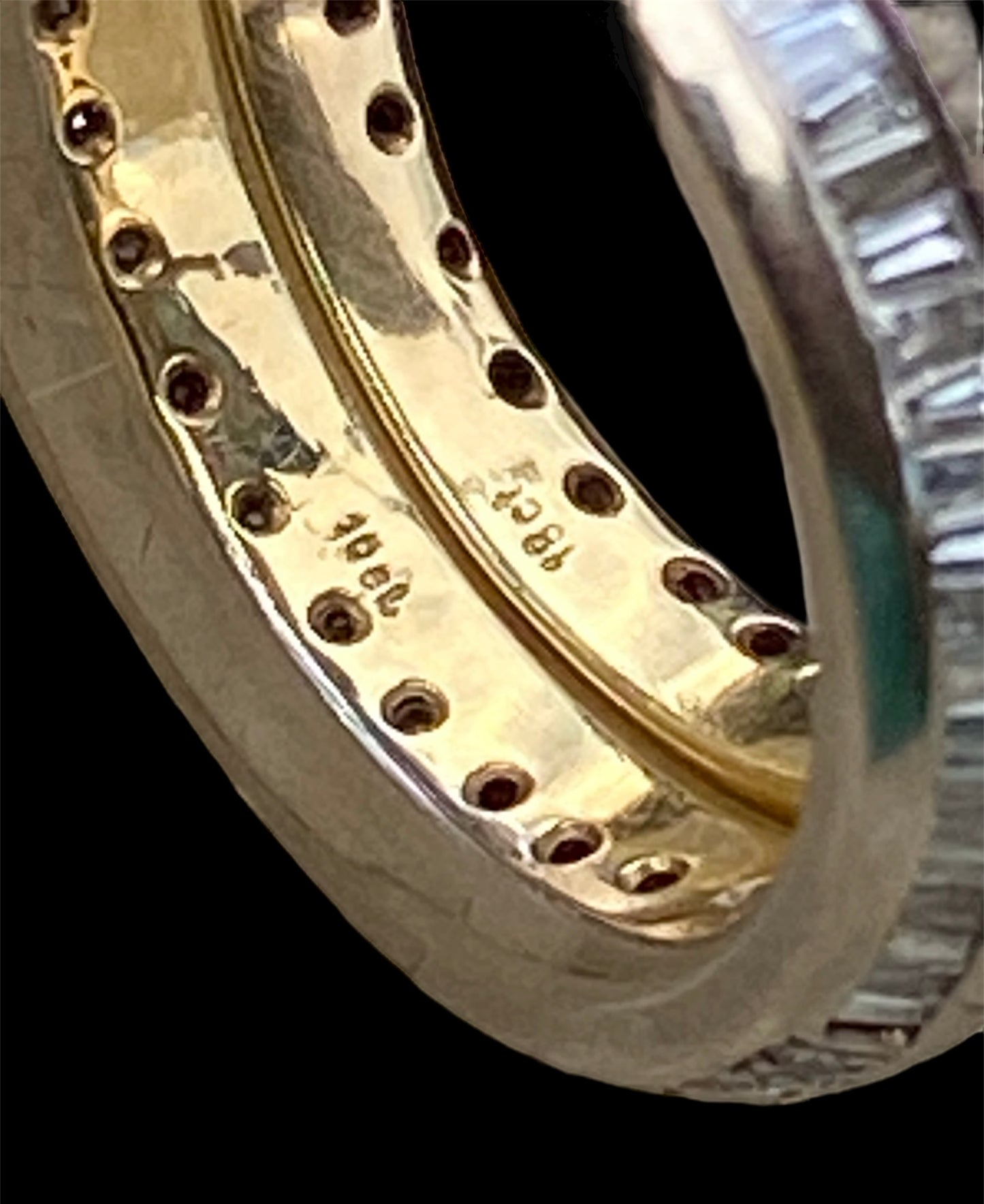 Two 18kt Yellow and White Gold Lady's Entwined Double Band Rings