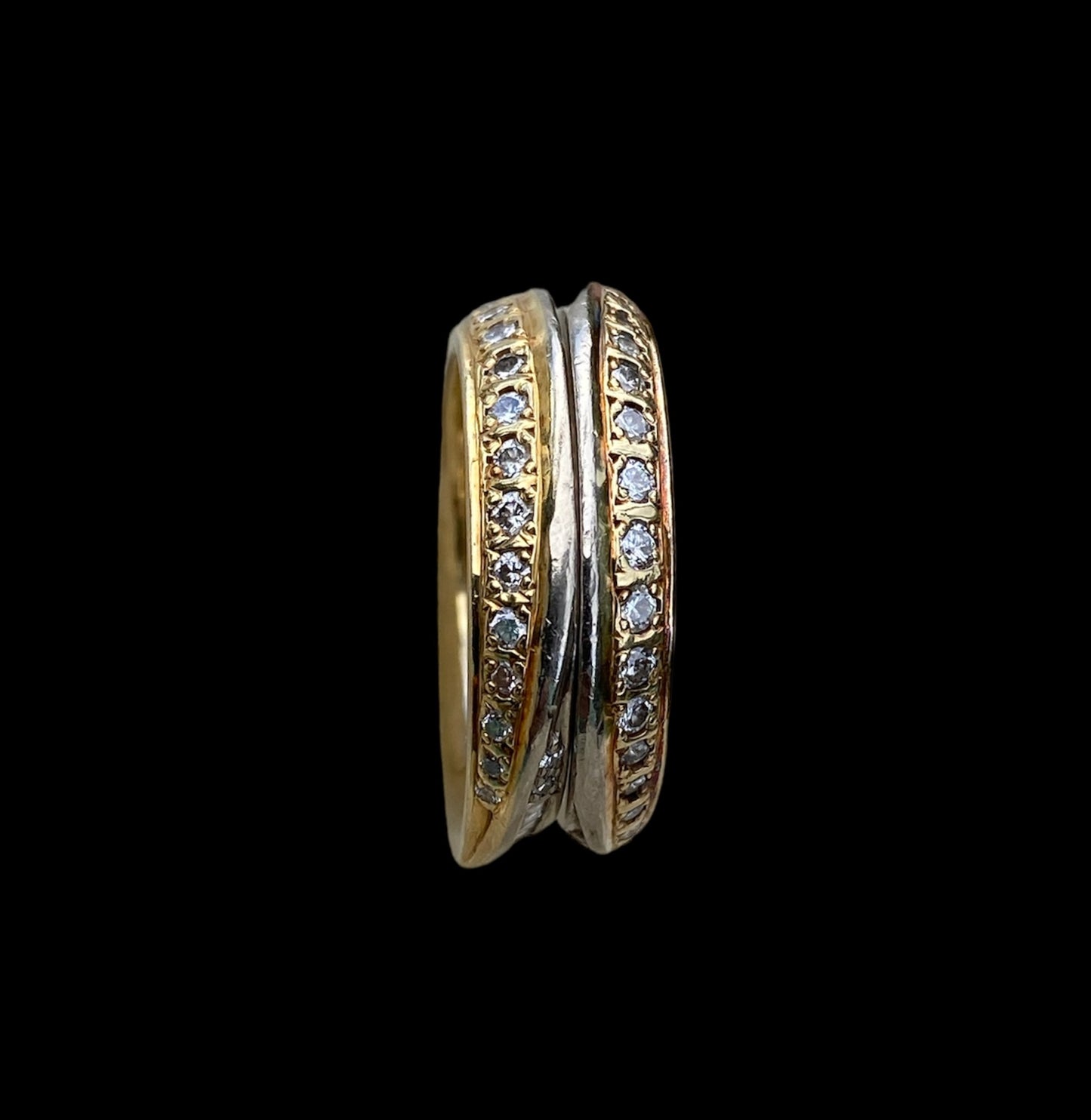Two 18kt Yellow and White Gold Lady's Entwined Double Band Rings