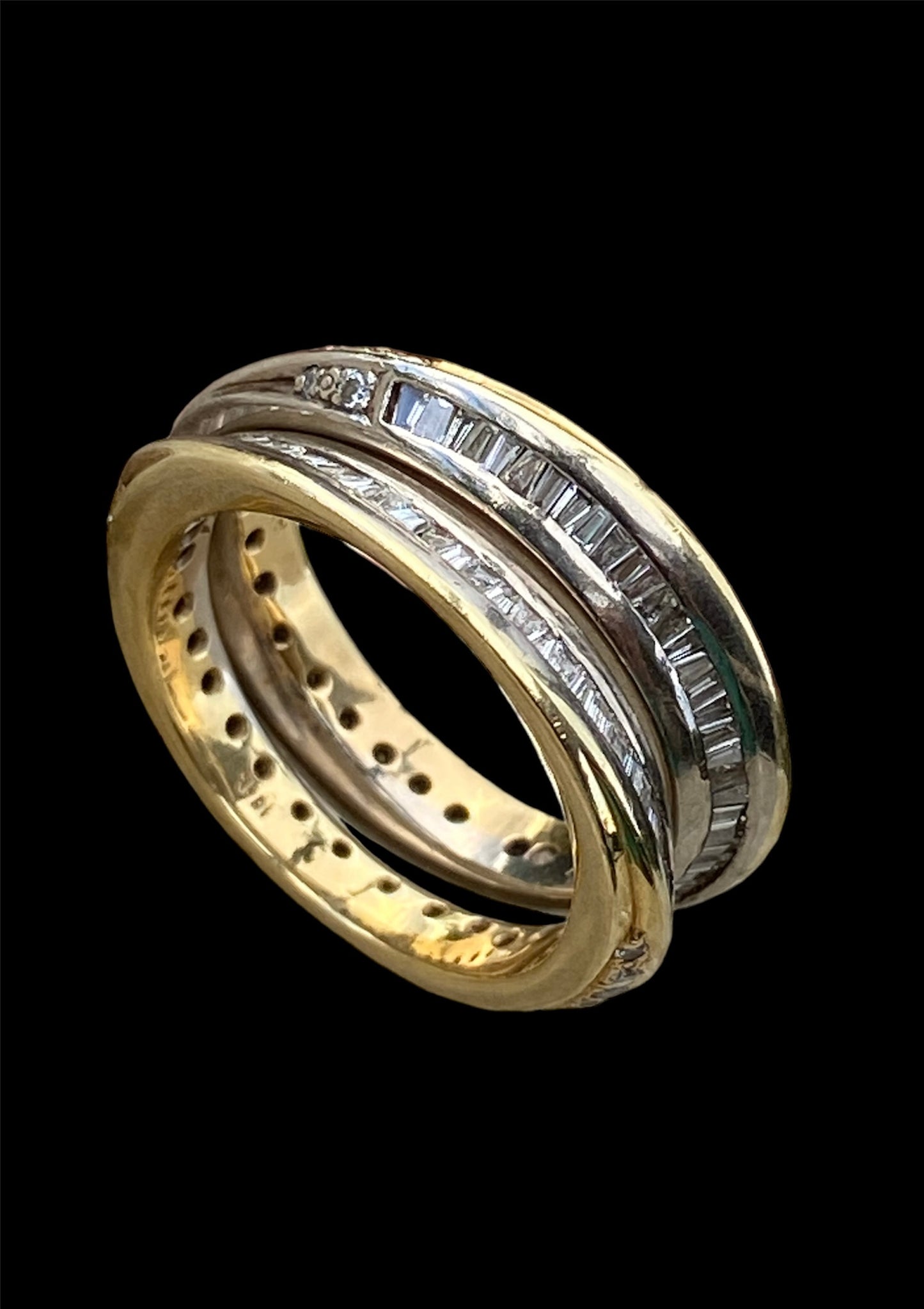 Two 18kt Yellow and White Gold Lady's Entwined Double Band Rings