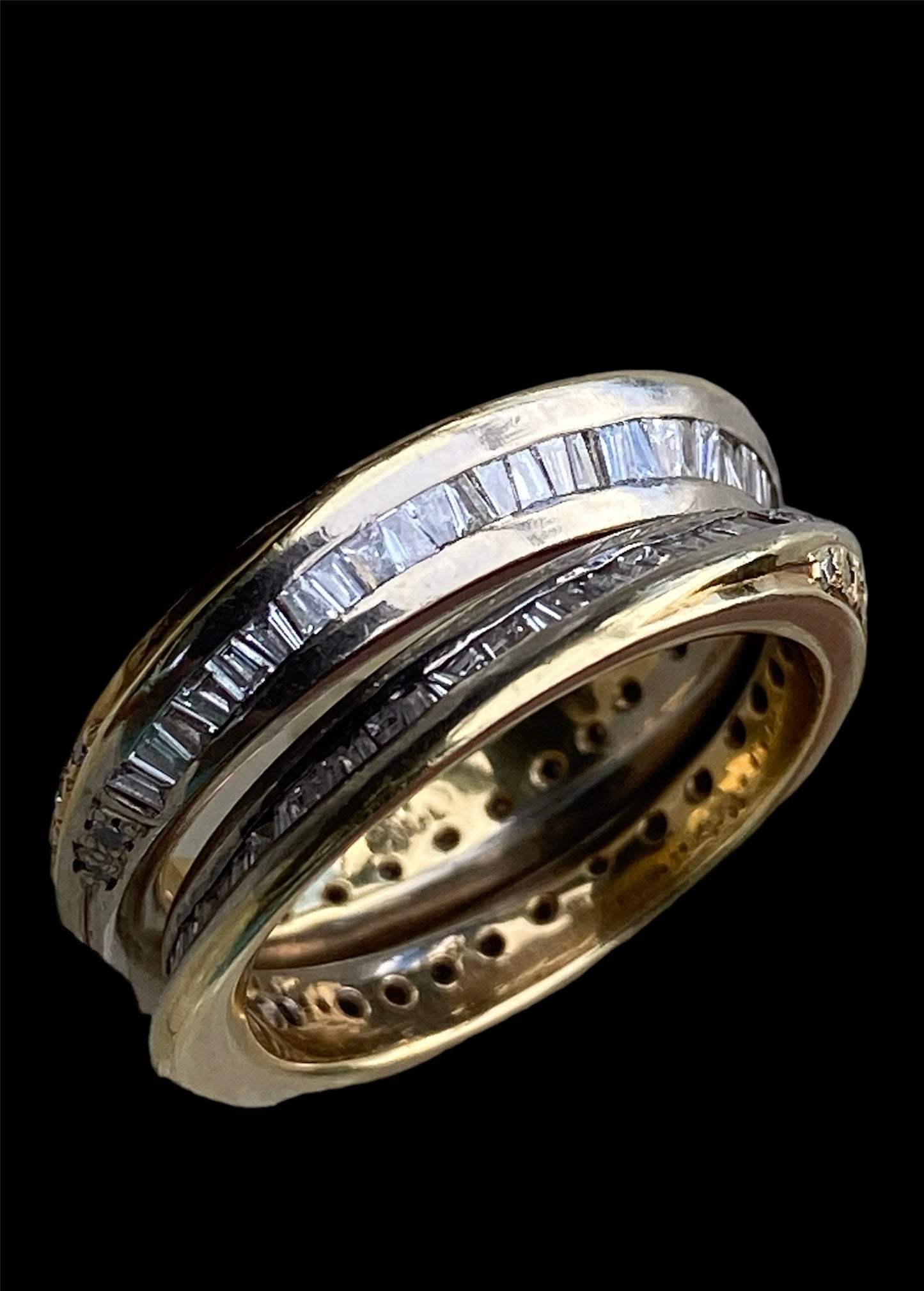 Two 18kt Yellow and White Gold Lady's Entwined Double Band Rings